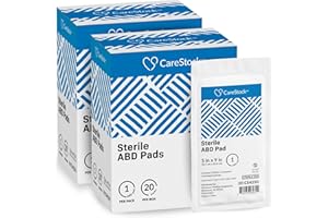 CareStock Abdominal Pads 5x9 in [40-Pack] Sterile ABD Pads, Extra Absorbent, Individually Wrapped, Wound Care First Aid, 20 Count, Pack of 2