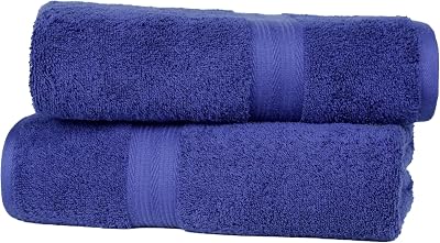 Drap de Bain Grande Taille - 100% Coton Anti-décoloration, Ultra Doux et Absorbant - 70 x 140 cm, Bleu Royal, Lot de 2