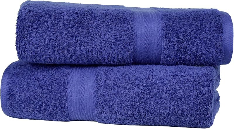 Drap de Bain Grande Taille - 100% Coton Anti-décoloration, Ultra Doux et Absorbant - 70 x 140 cm, Bleu Royal, Lot de 2