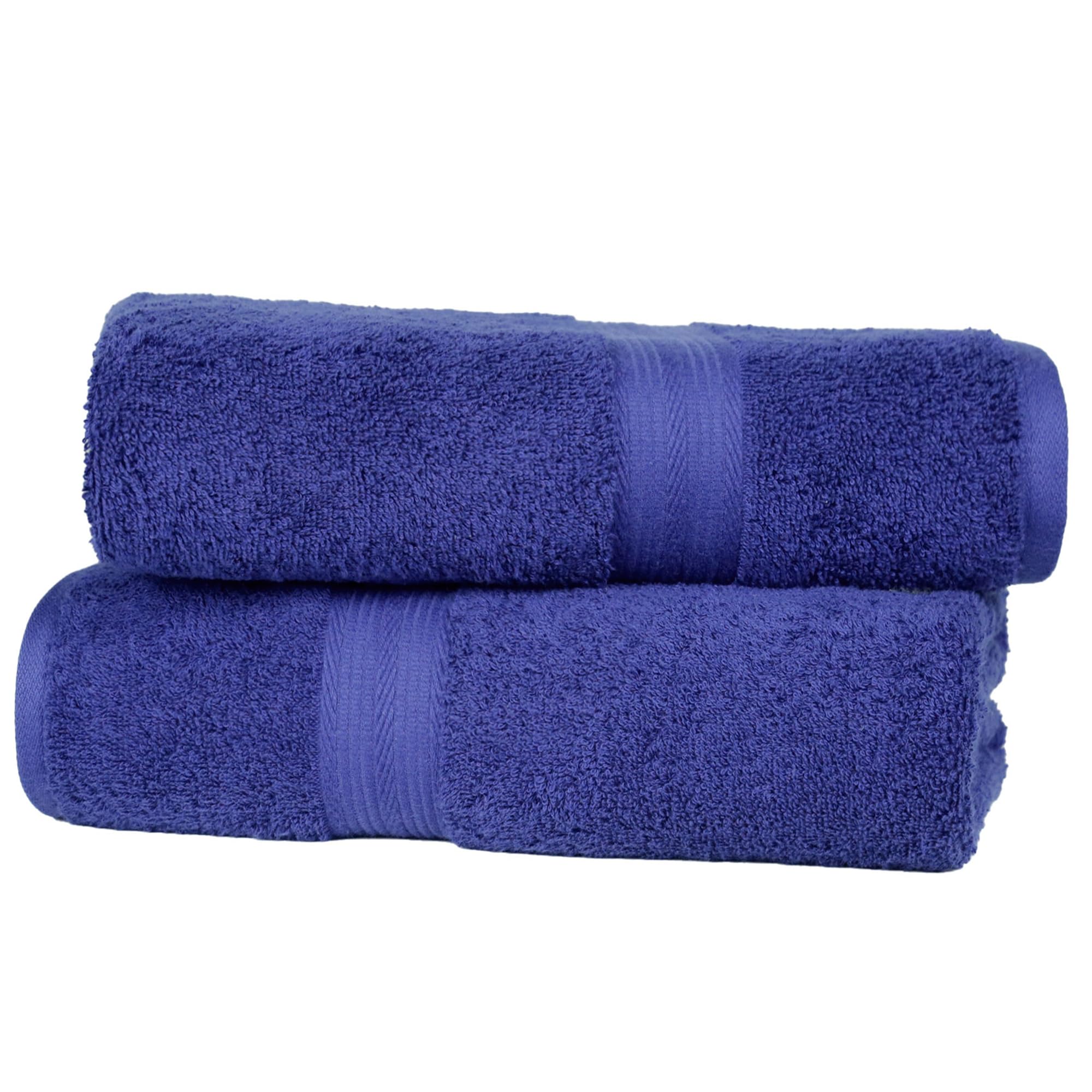 Amazon Basics Bath Towels, Fade Resistant 100% Cotton Towel Set, Soft and Absorbent, 70 x 140 cm, Royal Blue, 2-Pack