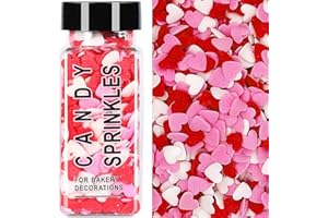 MISS DOOZY Valentines Sprinkles for Baking, Pink White and Red Heart Sprinkles for Cake Decorating, 3.74oz Valentine Sprinkles for Cookies, Cake, Cupcake, Ice Cream, Strawberries Toppings