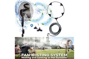 H&G lifestyles Outdoor Fan misting System for patios Water Mister Cooling Patio Connects Any Outdoor Fan 13 FT 6 Nozzles to Convert misting Fan （Fan not Included