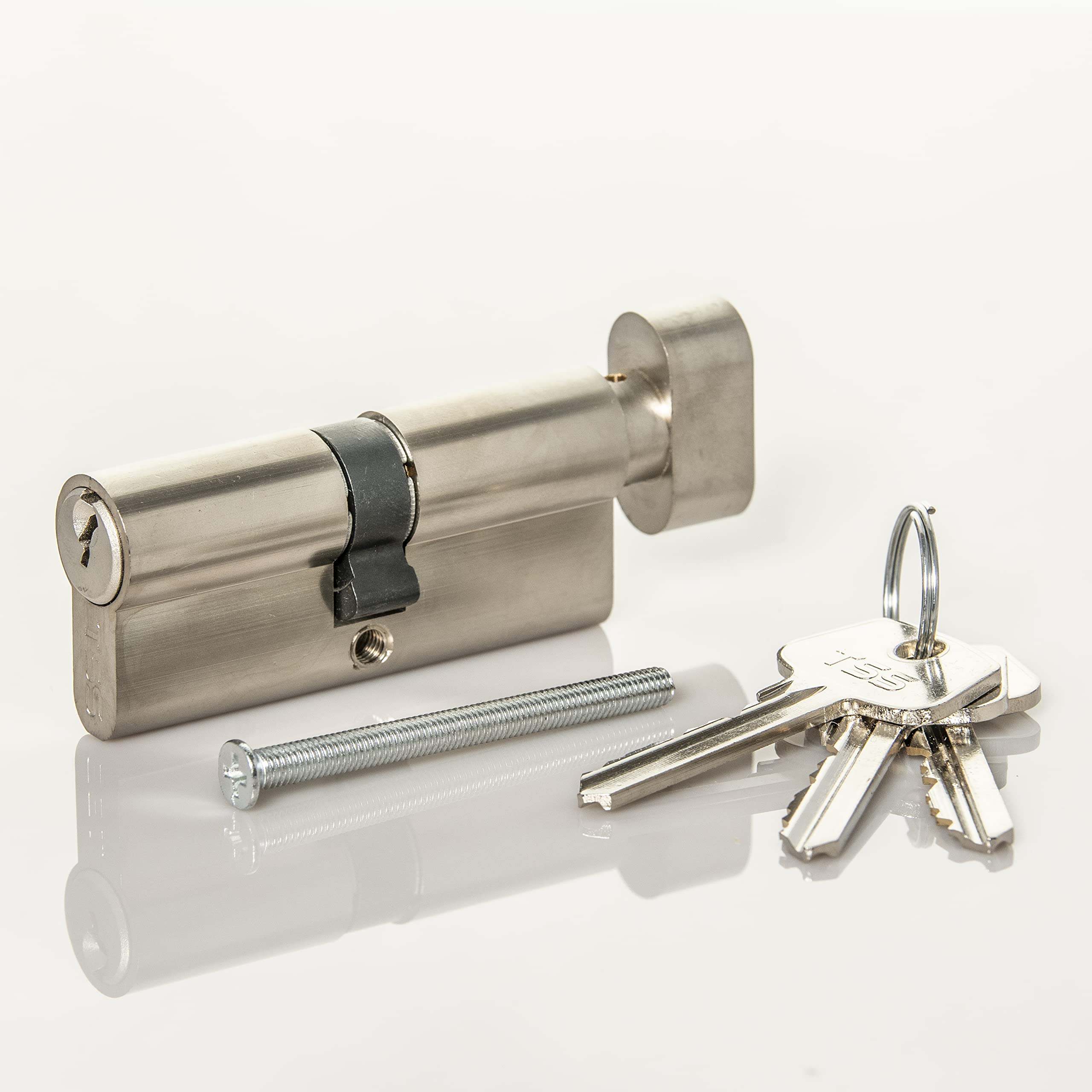 Satin Chrome Thumb Turn Euro Cylinder Lock, Euro Door Barrel Lock. with Anti-Drill & Anti-Pick Protection.Suitable for All Door Types. Euro Cylinder Locks (45mm Internal x 50mm External (95mm Total))