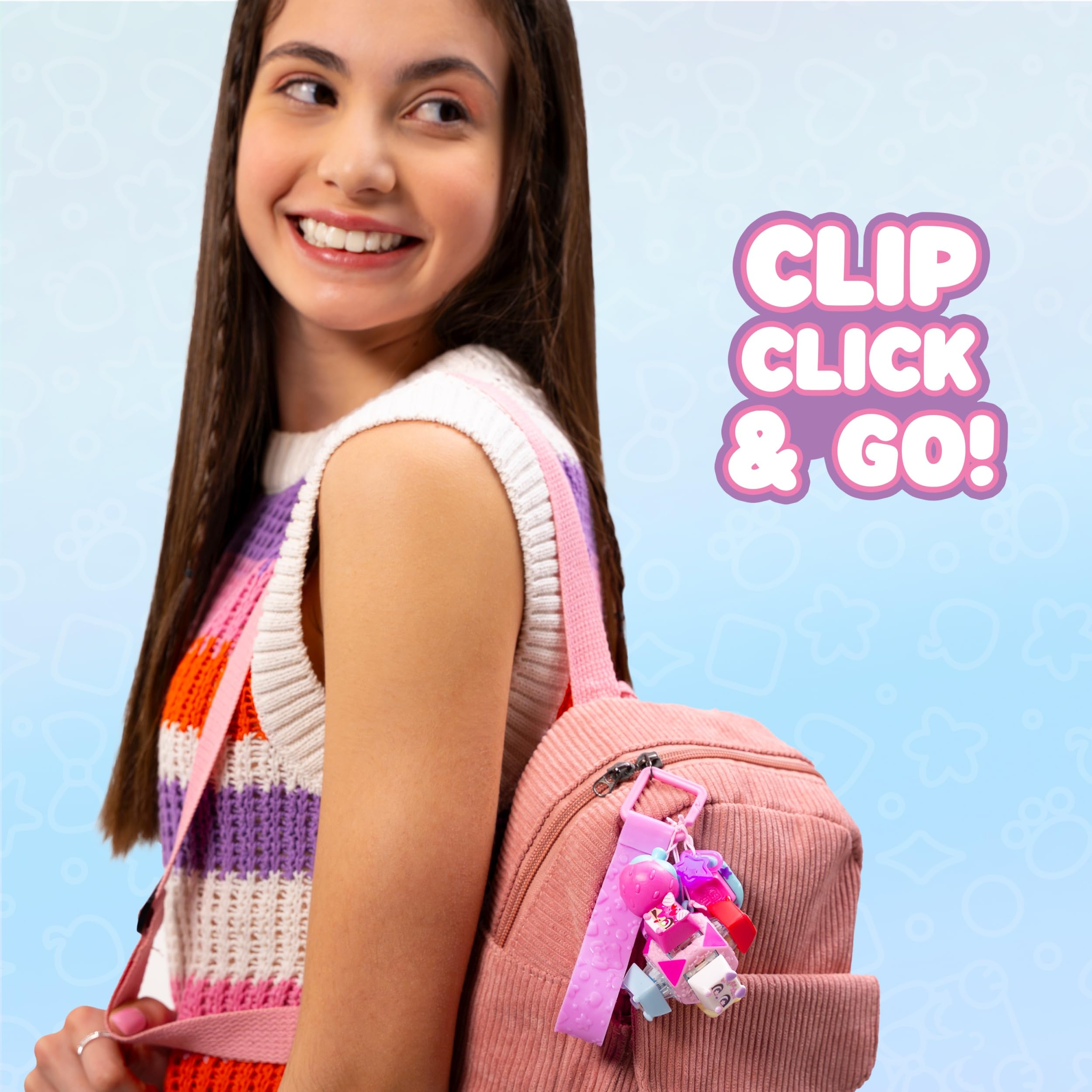 Clickeez Deluxe Keychain Fidget Cube | Collectibe Character Keyboard Keys Click and Clack | Create Your Own Fidget Keychain | Ages 6+