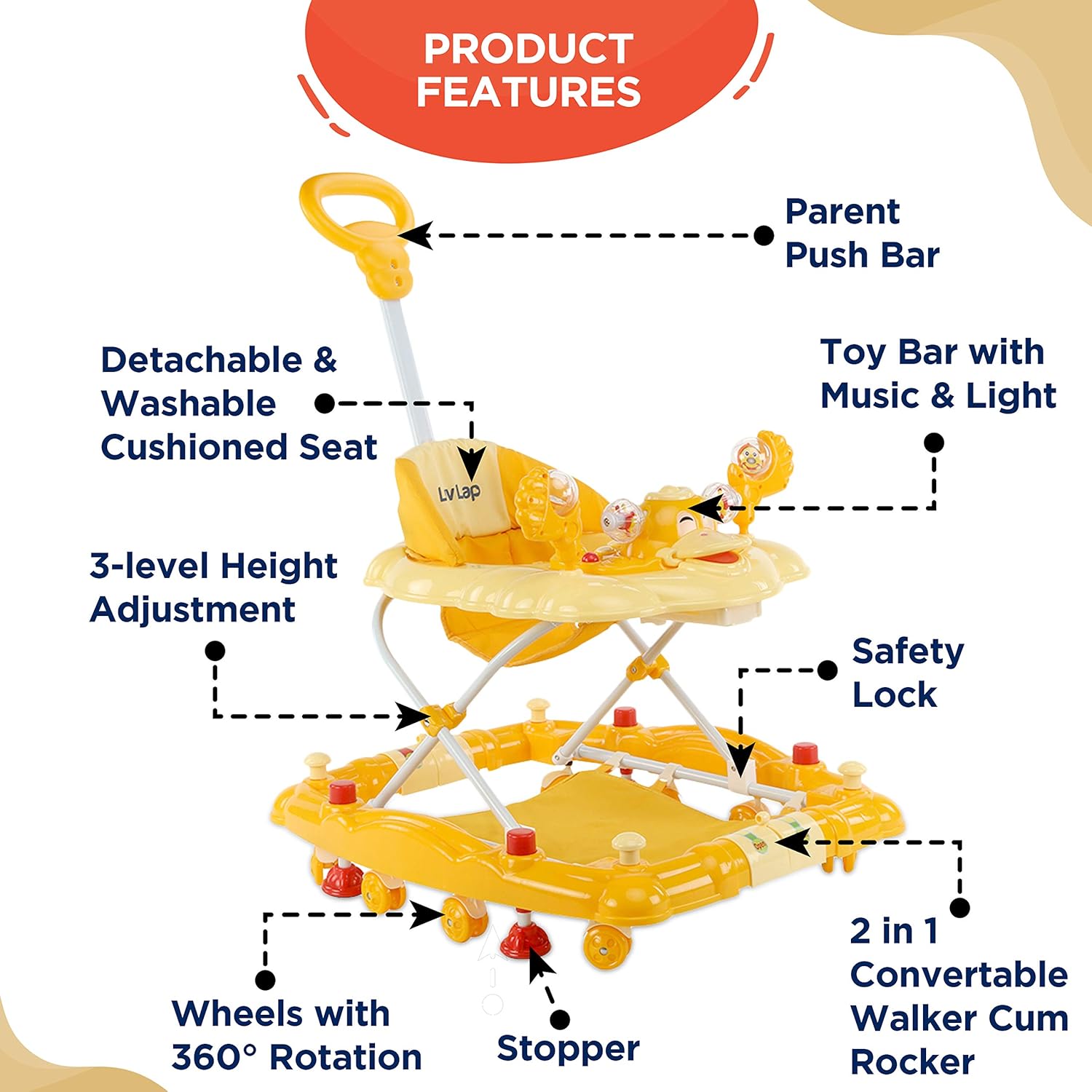luvlap comfy baby walker with rocker
