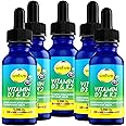 Liquid Vitamin D3 K2 Drops 5000 IU - Vegan, No Taste, No Odor, Soy-Free, Gluten Free, Non-GMO, 1000 IU per Drop, Boosts Energy Levels & Immune System, Supports Heart Health (5 Pack)