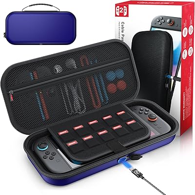 Auarte [Charge Inside] Switch 2 Carrying Case for Nintendo Switch 2 Console 2025 / Switch Original/Switch OLED, Slim Travel Carry Case for Nintendo Switch 2 Accessories with 10 Game Card Storage (Blue
