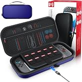 Auarte [Charge Inside Carrying Case for Switch 2 Console (2025)/OLED-Blue | Slim Hard Portable Travel Carry Case Bag for Switch 2 Accessories with 10 Game Card Storage