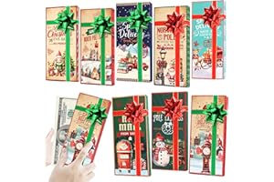 WorldBazaar 24 Christmas Gift Card Holder Boxes Vintage Christmas Cash Money Gift Card Boxes with Bows and Stickers Gift Card Wrap Boxes Christmas Holiday Party Favors
