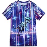 TongKiKi Boys Girls T-Shirts 3D Graphic Shirts Kids Neon Tie Dye Short Sleeve Glow Tees Animal Print Tees
