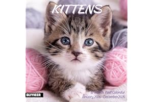 2026 Wall Calendar,Calendar 2026,Kittens Monthly Wall Calendar, 12" x 24" Open,Family Planner Calendar Organizer with baby ki