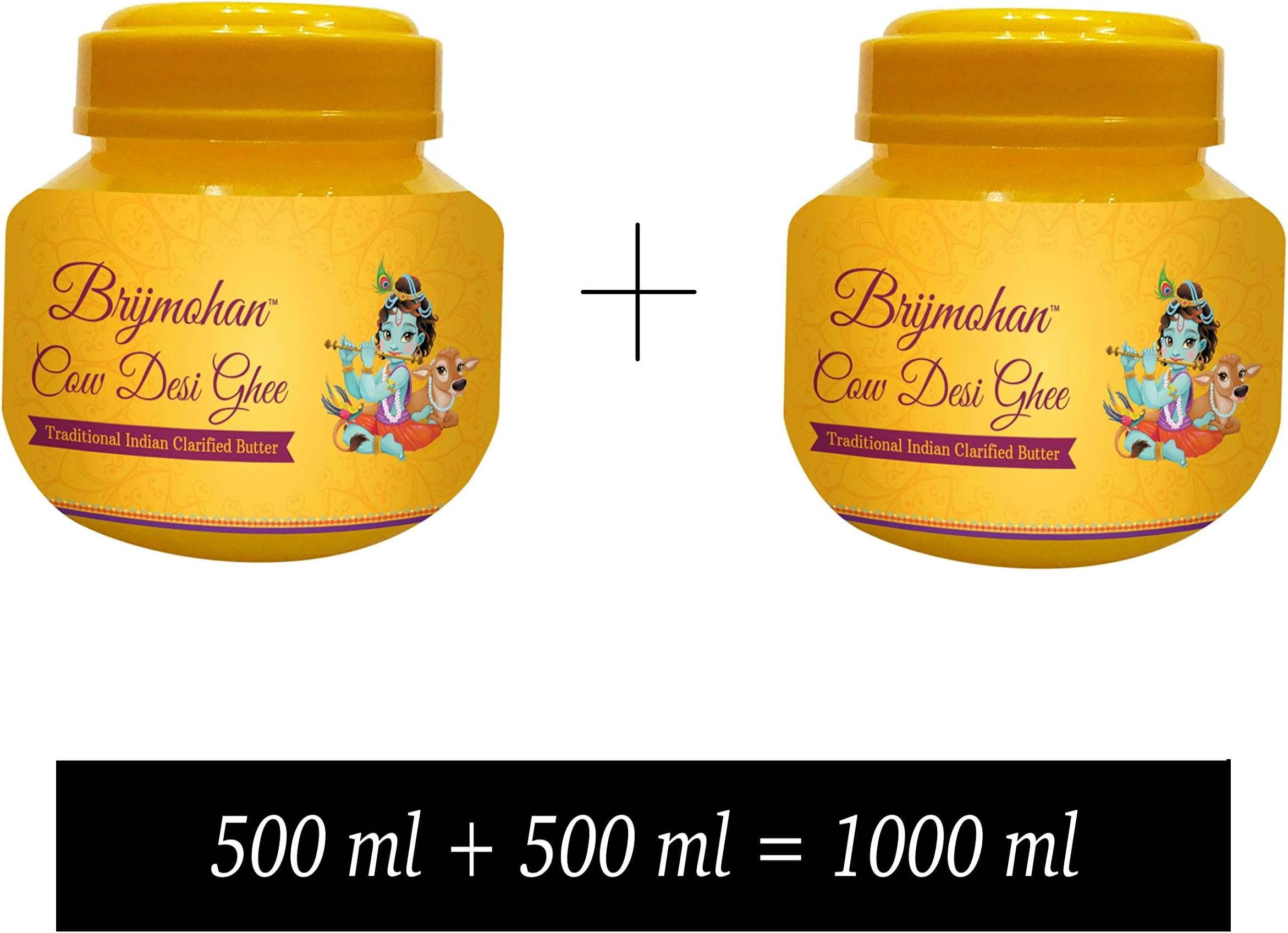 BrijmohanBrijmohan Cow Desi Ghee, Pure Ghee -100% Grass Fed Ghee (500ml+500ml)