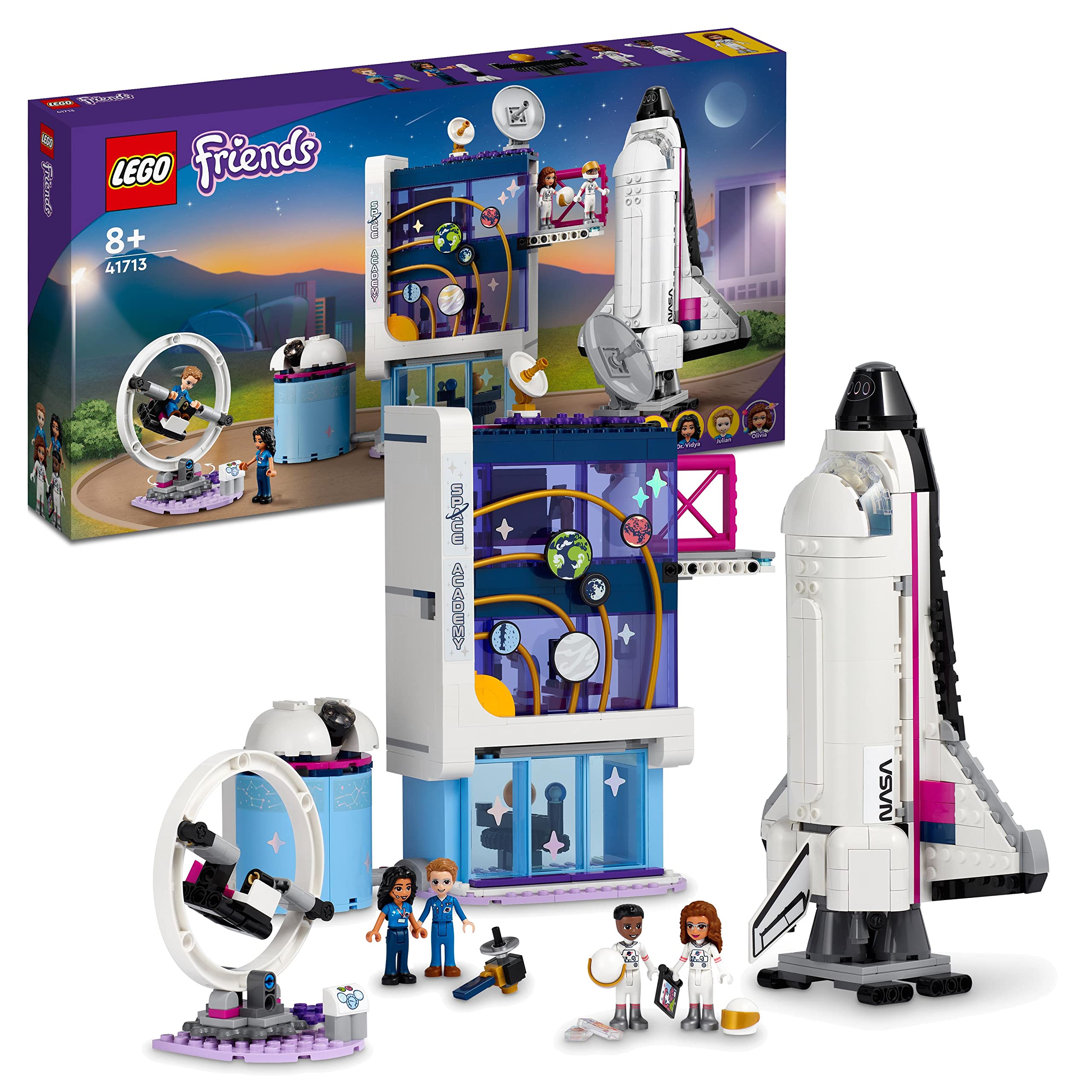 LEGO 41713 Friends Olivia’s Space Academy Shuttle Rocket Educational Toy, Gifts for 8 Plus Year Old girls & Boys with Astronaut Mini-Dolls