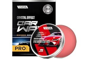 WEICA Red Car Wax Paste - Carnauba Gloss Shield for Red Vehicles |Sun Mark Concealer | 90° Water Beading| 180g with Sponge & 