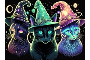 BENJENES Diamond Painting Kits for Adults,Cat Diamond Painting,Halloween Cat DIY 5D Diamond Art Kits for Beginners Full Drill Crystal Craft Kits for Home Wall Art Gifts 12x16 inch