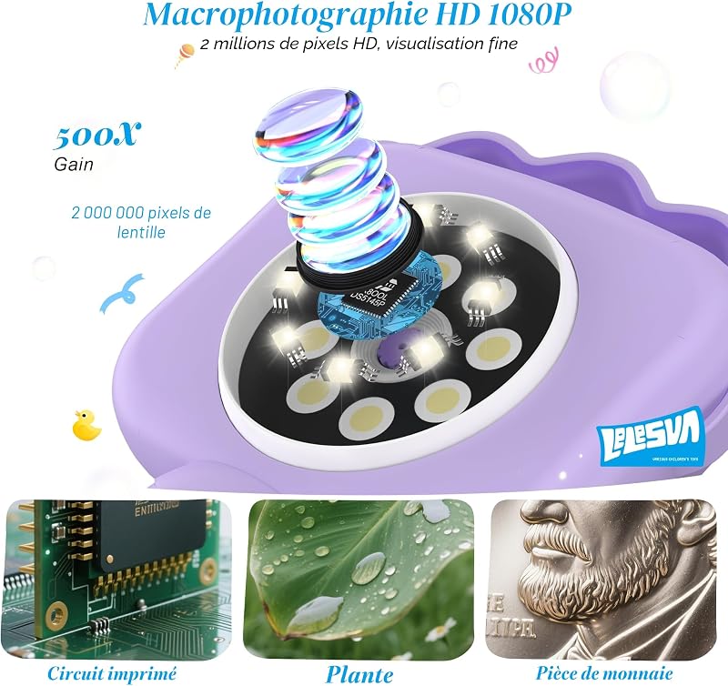 Microscopes pour Enfants, Mini Microscope de Poche Portable,Jouets éducatifs scientifiques pour Cadeaux d'anniversaire de Noël pour Enfants de 3 4 5 6 7 8 9 10 Ans (Lion)