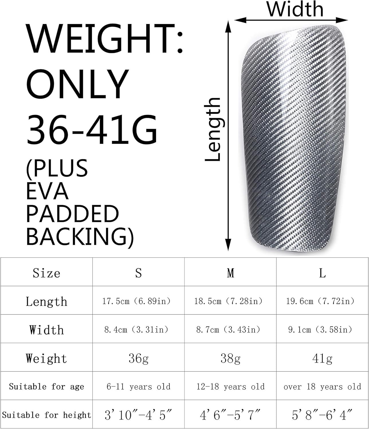 VARWANEO Carbon Fiber Soccer Shin Guards, with Large Cushioned, for Kid, Youth, Adult, Men, Slim, Superlight, Genuine Carbon, Baseball, Football, Kickboxing, Thai, MMA, Protection Shocks Injuries : Sports & Outdoors
