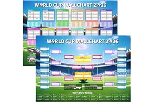 YOFANUP World Cup Schedule 2026 Poster, 2 Pcs Match Schedule, World Cup Merchandise 2026, Soccer Party Decorations, Office Home Football Poster, 23.6x33 inches, Great Gifts for Soccer Fans (A1)