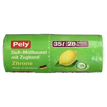 pely 8624 Duft-Müllbeutel mit Zugband Zitrone, 35 Liter, 20-Stück