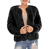 BerryGo Women's Long Sleeve Open Front Fuzzy Faux Fur Coat