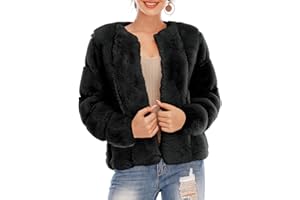 BerryGo Women's Long Sleeve Open Front Fuzzy Faux Fur Coat