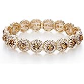 BriLove Women's Wedding Bridal Crystal Rhinestone Beaded Stretch Bangle Bracelet
