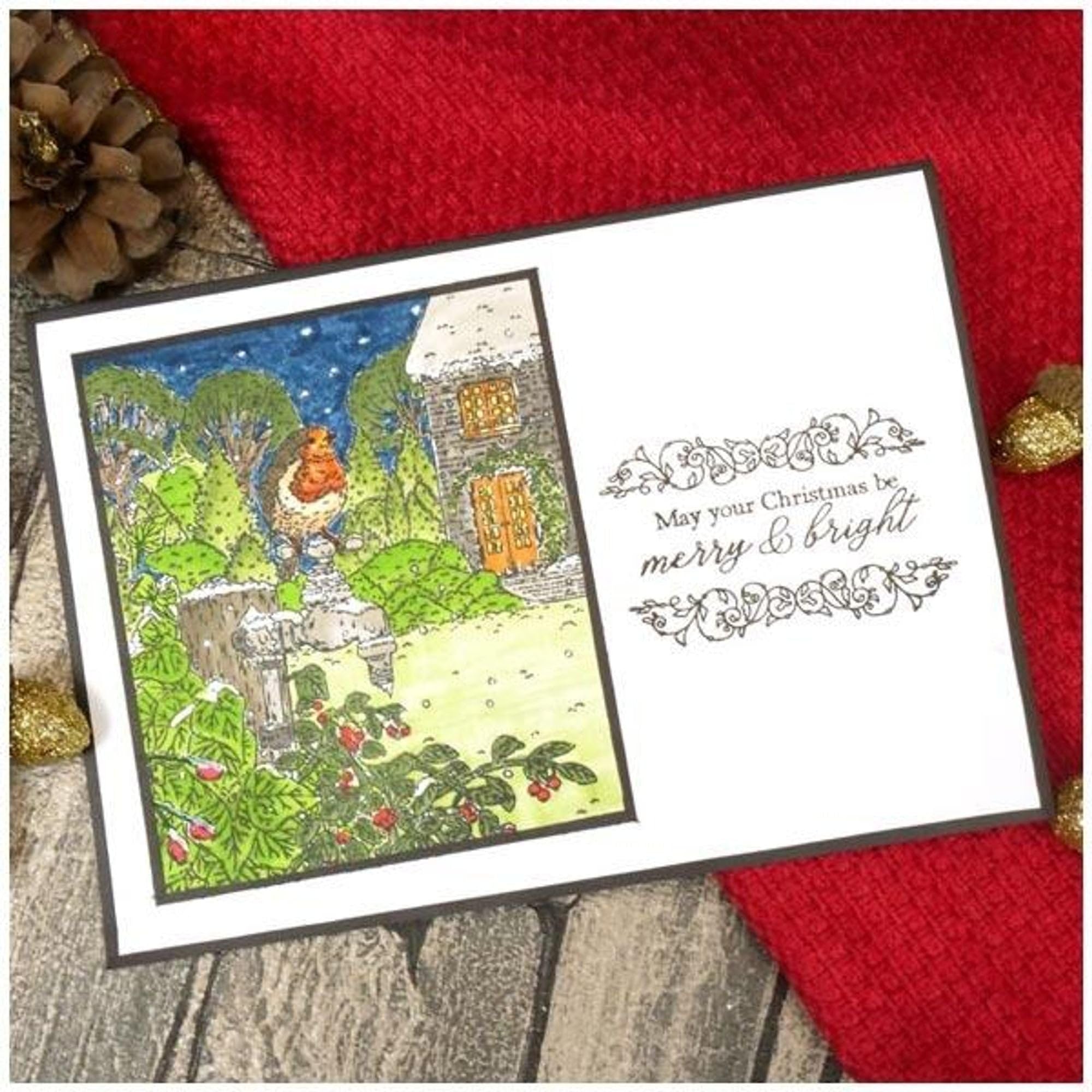 for The Love of Stamps - Hunydory - Little Red Robin - Robin's Winter Garden - A6 Clear Stamp