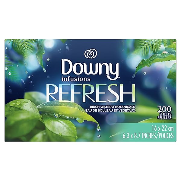 DOWNY INFUSIONS DRYER SHEETS LAUNDRY FABRIC SOFTENER, REFRESH, BIRCH WATER & BOTANICALS, 200 COUNT