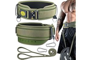 M MANUEKLEAR MANUEKLEAR 2-in-1 Weightlifting Belt & Dip Belt with 36.7 IN Rope, Double-Layer Weight Lifting Belts, Powerlifting Gym Weighted Belt for Pull Up Squat