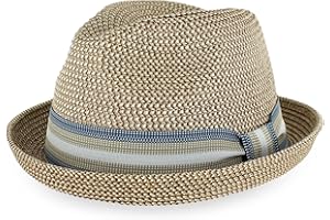 HATS IN THE BELFRY Belfry Men/Women Summer Straw Pork Pie Trilby Fedora Hat in Blue, Tan, Black