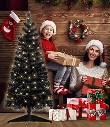 DEWUR Pre-Lit Artificial Christmas Tree, Warm White