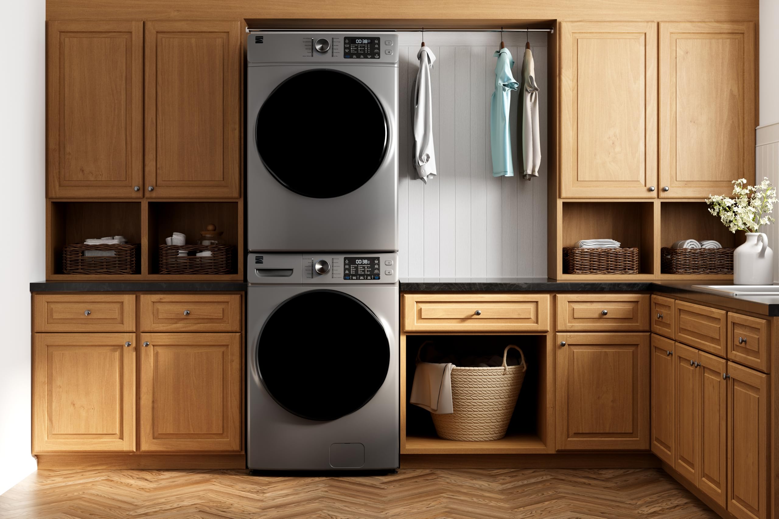 Kenmore 8.0 cu. ft. Front Load Gas Dryer - Wrinkle Guard with Accela Steam to Reduce Static and Odors - Sanitize & Smart Sensor Drying - LED - Metallic Silver
