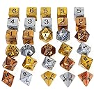 Gold, Silver Bronze Polyhedral Dice _ Set of 30 Dice
