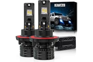 BEAMTECH H13/9008 Bulbs, 900% Brighter Canbus Ready 6500K White Light or Fog Light, 2 Bulbs.
