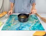Kitchenville Turquoise Glass Chopping Board 40x30cm Tempered Heat Resistant view 6