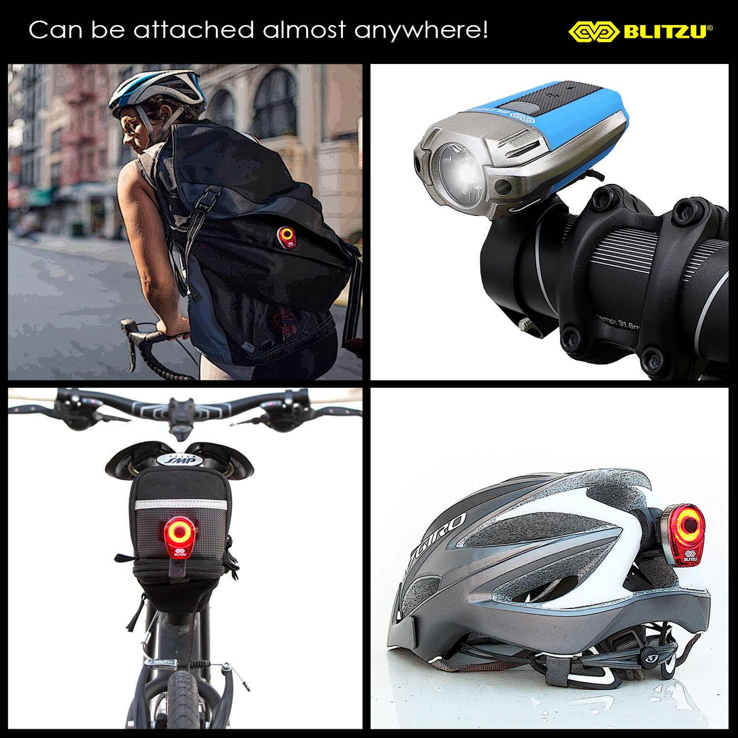 BLITZU Gator 390 USB Rechargeable LED Bike Light Set, Bicycle Headlight