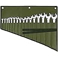 ROCKCOON Wrench Roll Organizer 16 Pockets, Wrench Pouch Roll Up with Water Proof Oxford Cloth, Tool Roll Bag for Wrenches Organization, Green