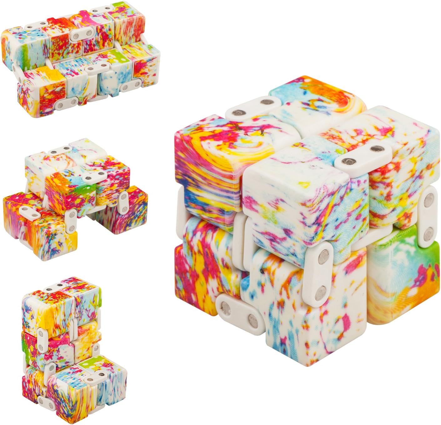 Infinity Cube, Stress Relief Fidget Cube for Adult & Kids, Cool Hand Fidget Stress Toy Magic Flip Cube for ADD, ADHD, OCD, Anxiety (Multi-Color)