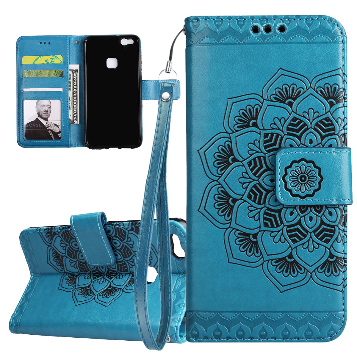 Isaken Case Cover For Huawei P10 Lite Pu Leather Shock