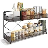 Megier 2 Tier Metal Kitchen Counter-top or Wall Mount Spice Rack, Jars Storage Organizer, Cabinet Holder, spice seasoning org