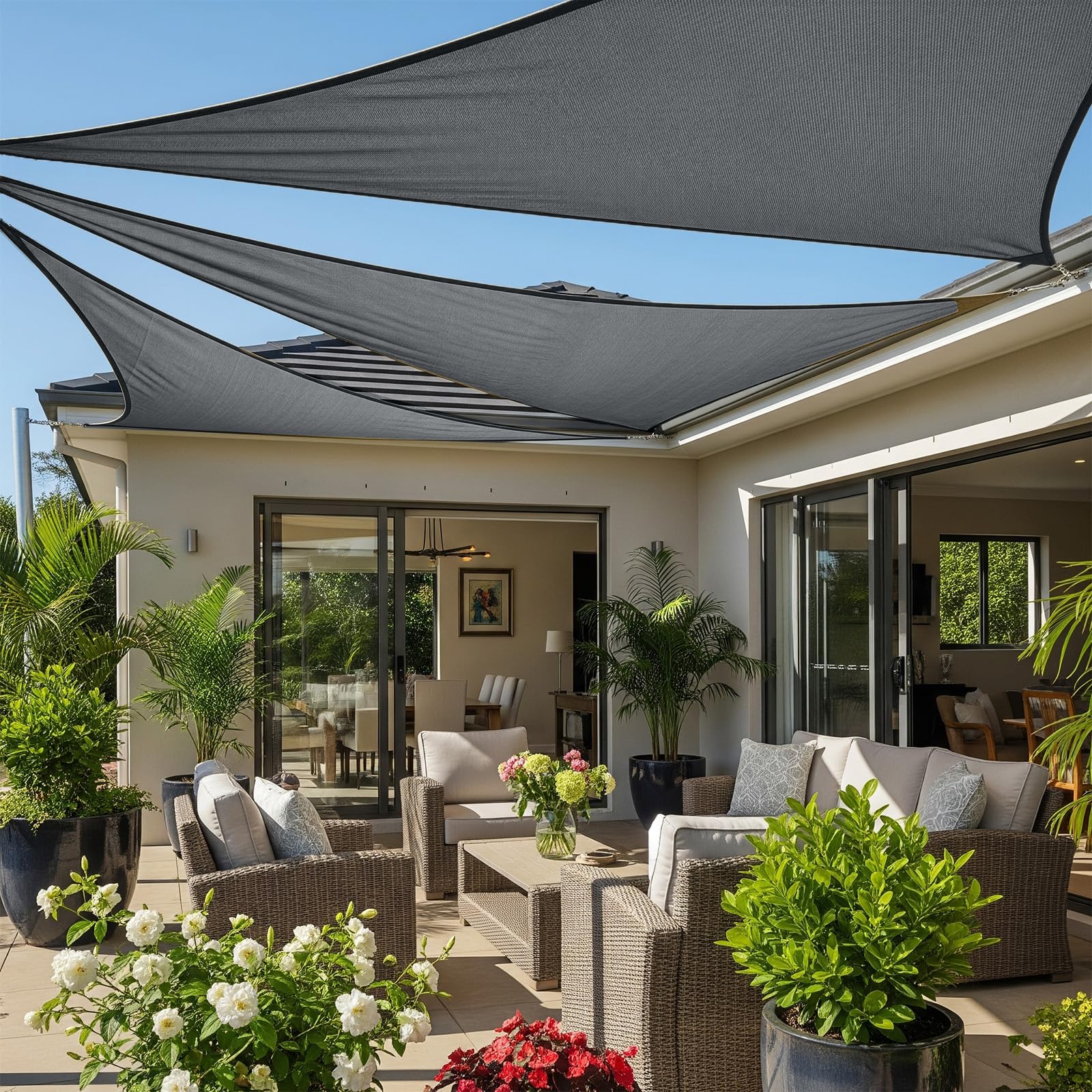 Cool Area Sun Shade Sail 10x10x14FT Triangle Shade Canopy Outdoor Shade Cover for Patio Backyard Deck Garden, Dark Grey Image