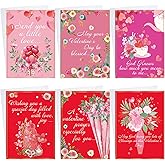 Yinder Religious 24 Pcs Valentines Day Cards 4.5 x 6.2 Inch Blessed Valentine's Day Christian Heartfelt Vintage Flower Greeting Cards with Envelopes for Adults Kids