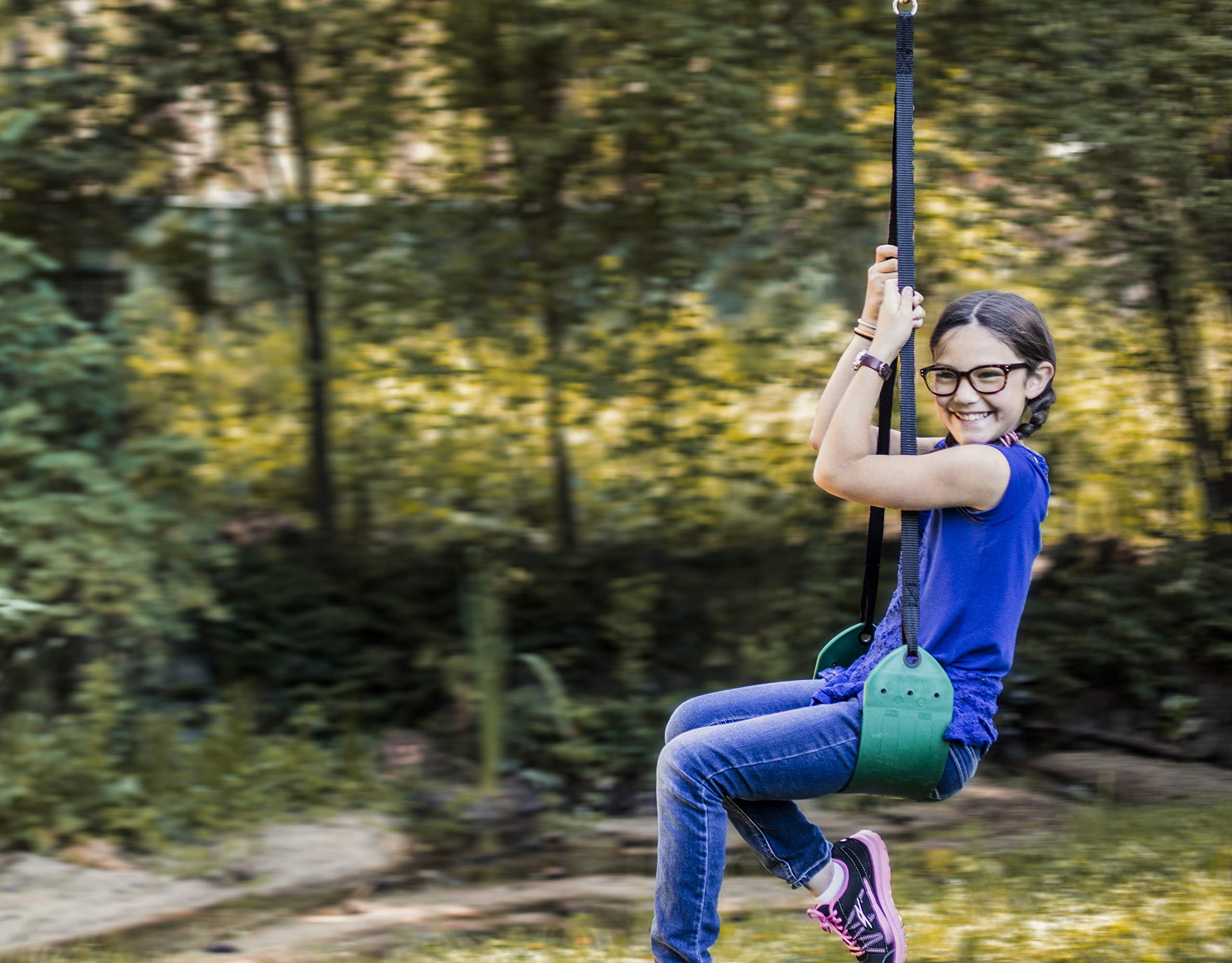 Wnaldc Classic Zip-Line Swing Seat, Green, Nylon, Powder Coated Alloy Steel, 250lb Weight Limit, 40