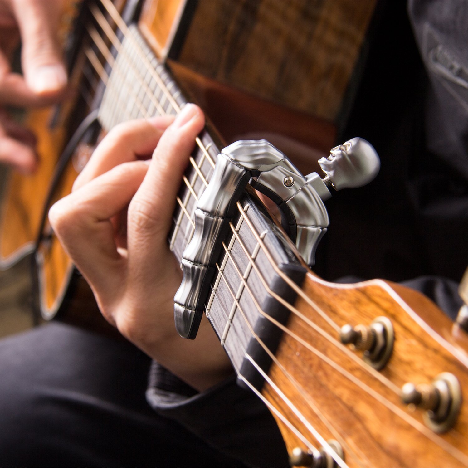 Mugig Guitar Capo Demon Style Deluxe Guitar Clamp for Bass Acoustic Guitar Electric Guitar Glossy Stainless Steel