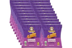 ANNIE'S HOMEGROWN Annie's Organic Cheddar Bunny Crackers - Pack of 20 - Organic Certified Snacks - Baked Snack Crackers - No Synthetic Colors or Preservatives