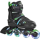 METROLLER Adjustable Inline Skates for Girls Boys with Light up Wheels Roller Skates Kids Youth Fun Beginner Blades Youth Ages 5-8 8-12 Adults Outdoor