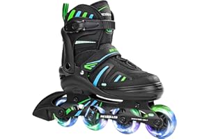 METROLLER Adjustable Inline Skates for Girls Boys with Light up Wheels Roller Skates Kids Youth Fun Beginner Blades Youth Ages 5-8 8-12 Adults Outdoor