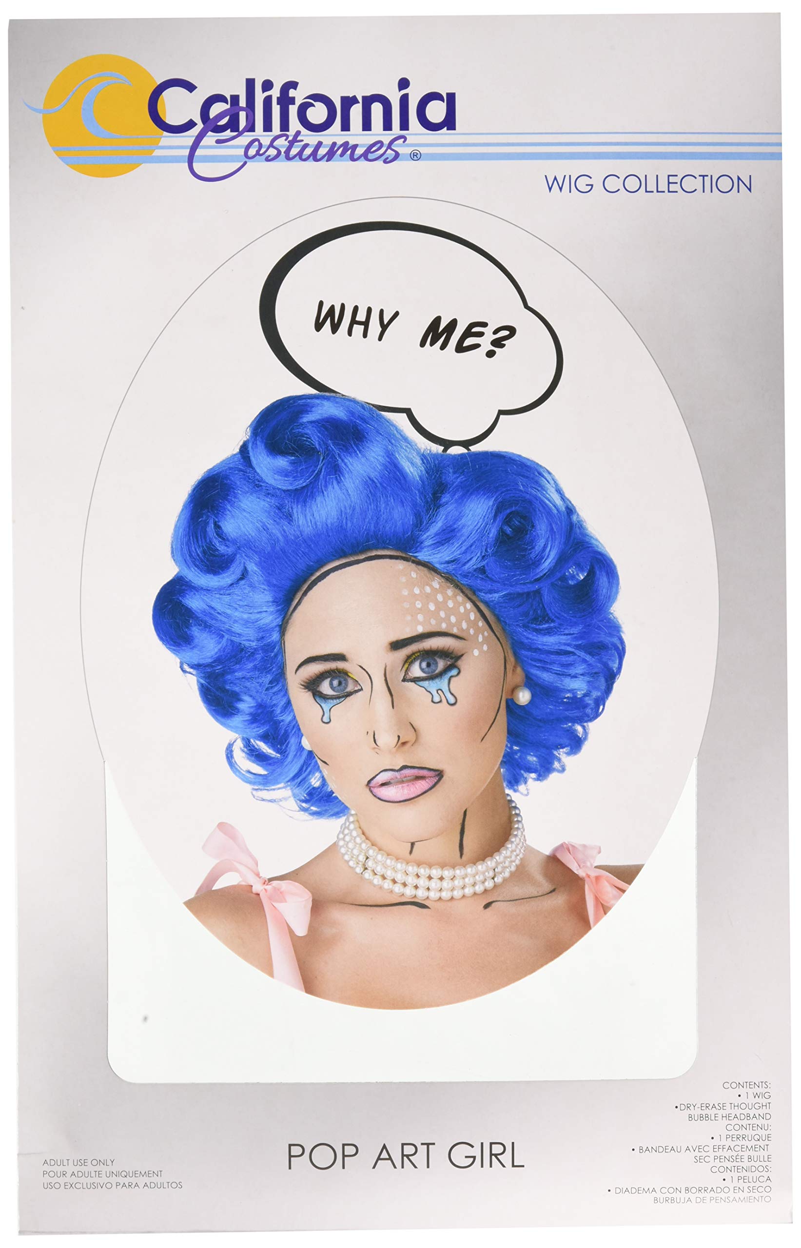 California Costumes Women's POP Art Girl Wig Costume, Blue, One Size