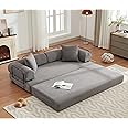 ZEIINPA Convertible Sleeper Sofa Bed with Cylindrical Pillow, Corduroy Folding Mattress Couch with Fixed-Shape Frame, Floor Sofa Lounge Couch for Living Room Bedroom Lounge Studio-Grey