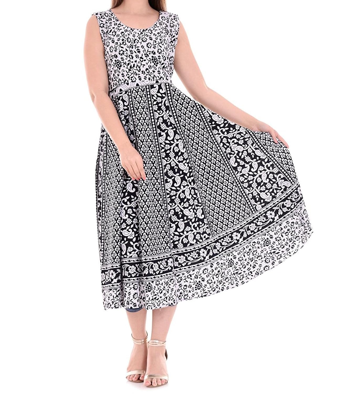 indian craft castle women's cotton jaipuri printed dress